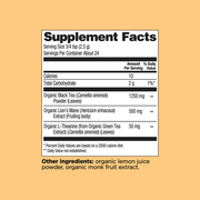 Supplement facts label on a beige background
