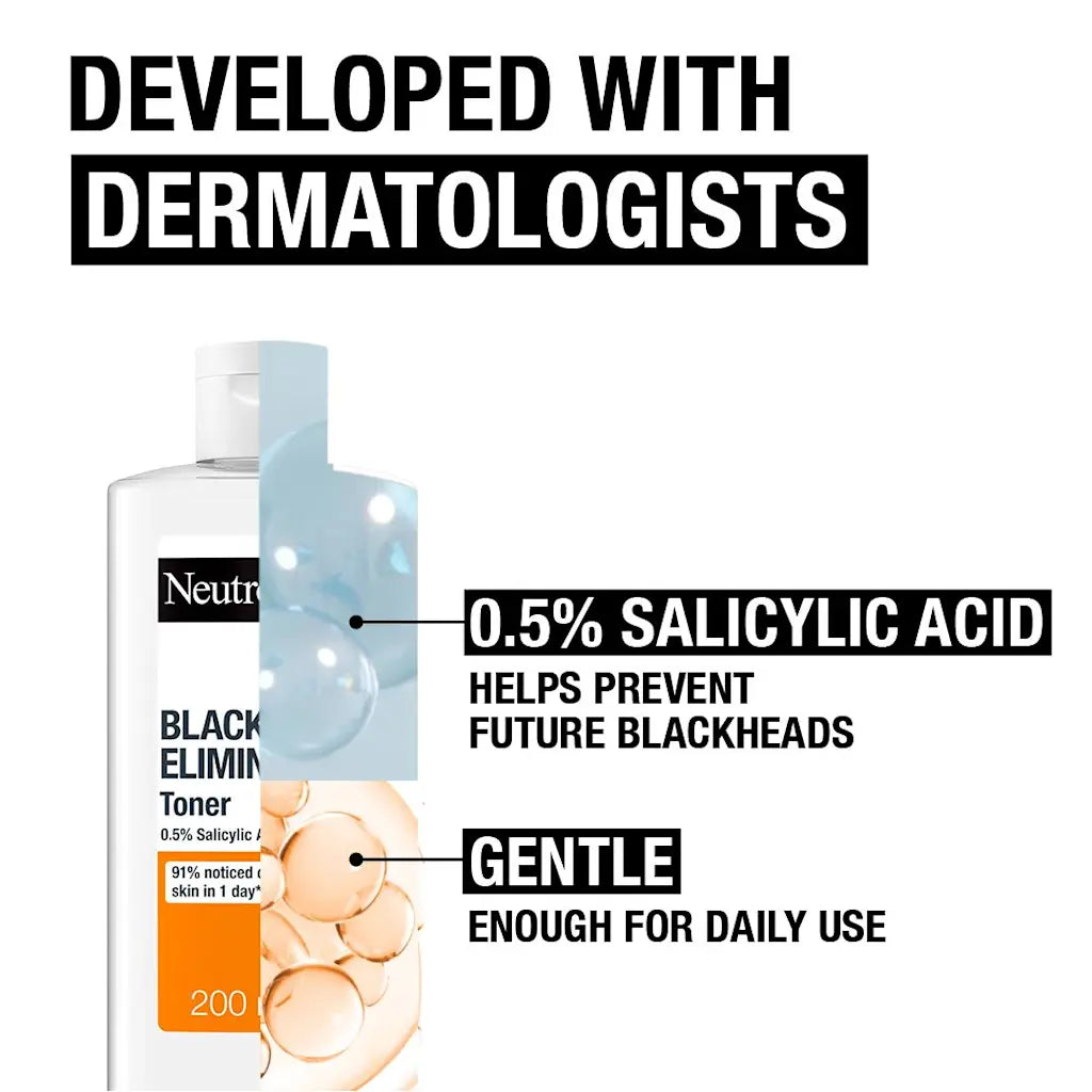 Neutrogena Cleansing Toner bottle showing ingredients and instructions.