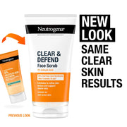 Neutrogena Clear & Defend Face Scrub 150ml - 2% Salicylic Acid Exfoliator. Old & new packaging.