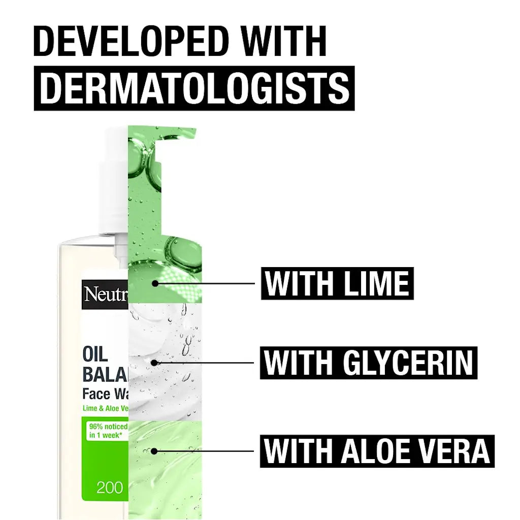 Neutrogena Oil Balancing Face Wash showing ingredients list.