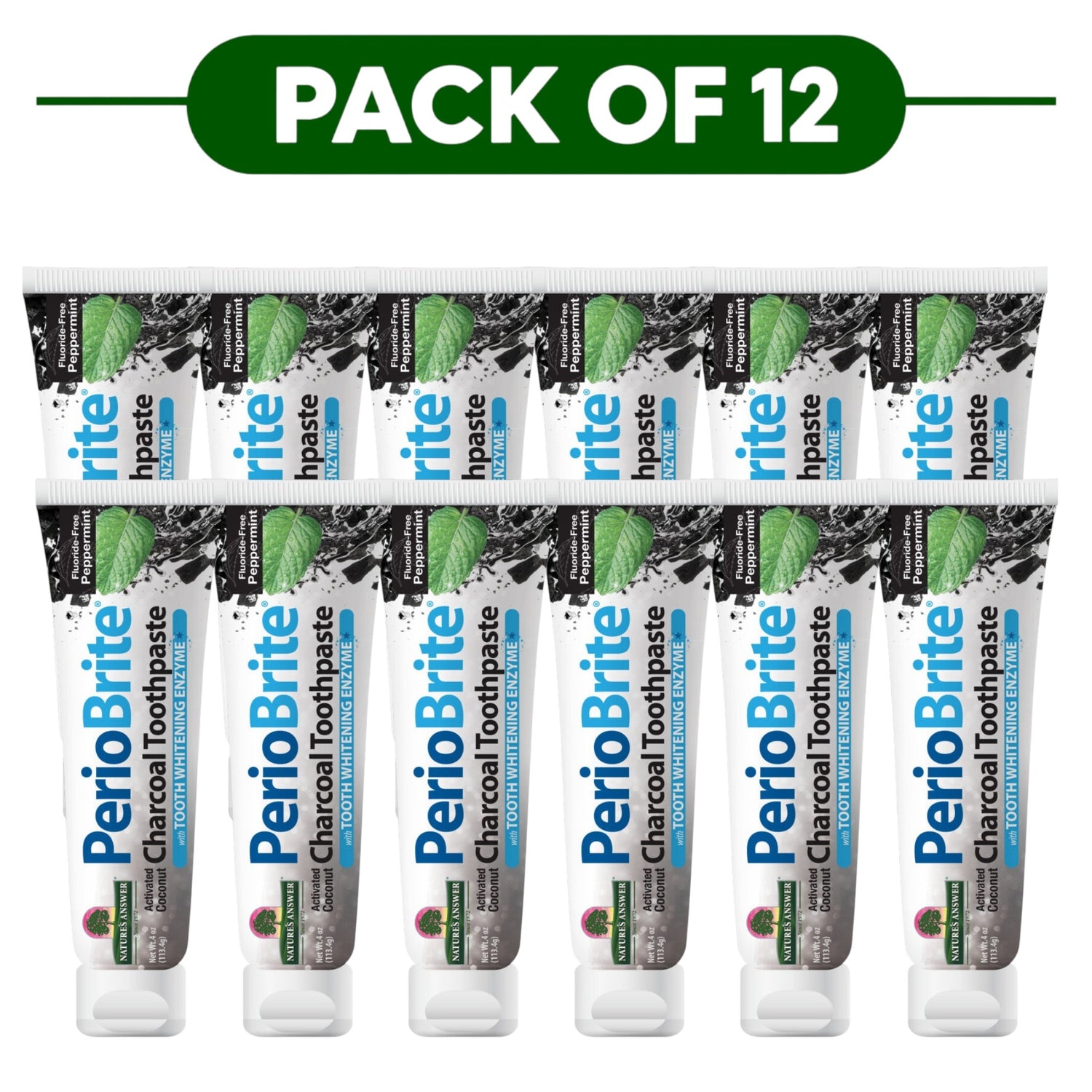 Nature’s Answer PerioBrite Charcoal Toothpaste Peppermint 113.4g Pack of 12