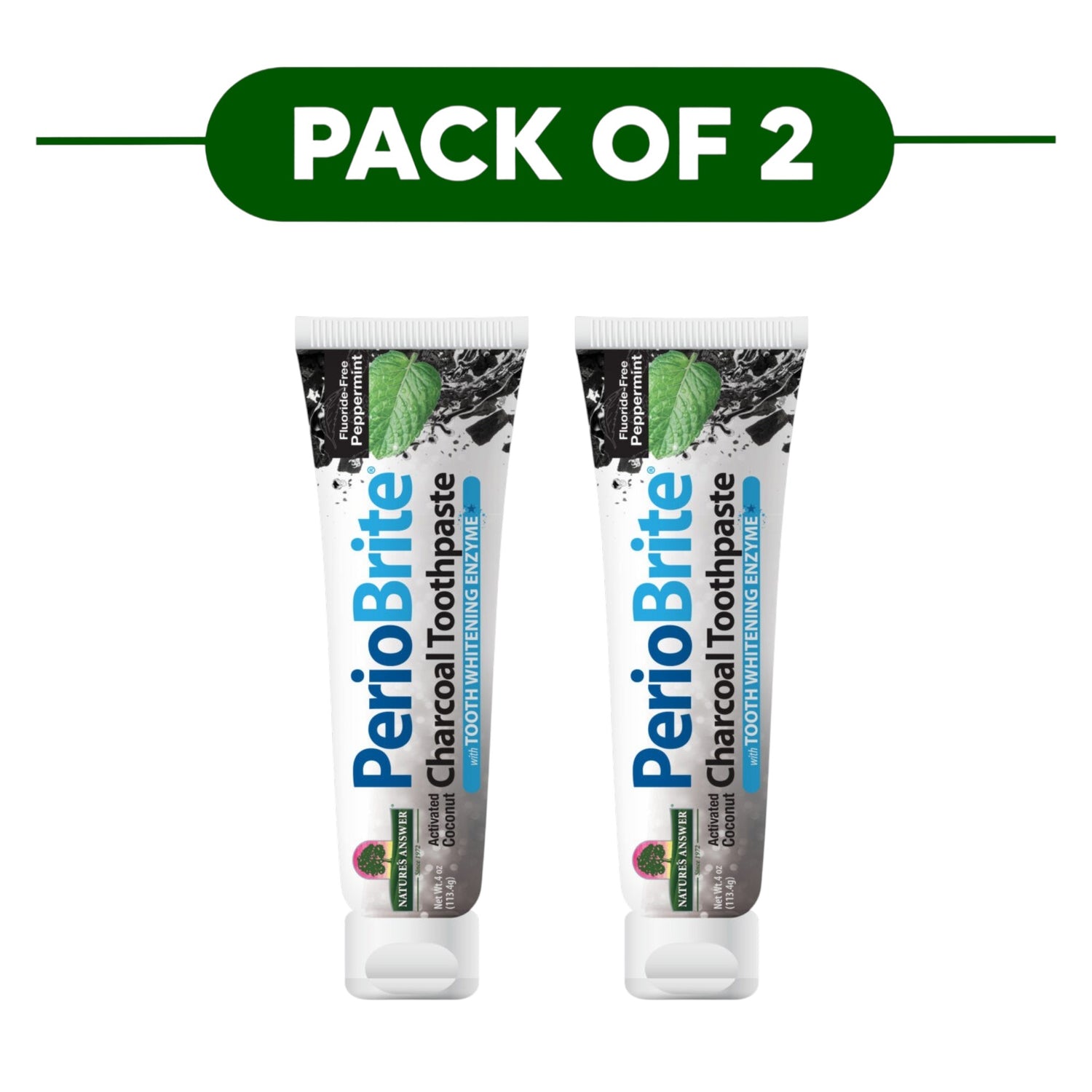 Nature’s Answer PerioBrite Charcoal Toothpaste Peppermint 113.4g Pack of 2