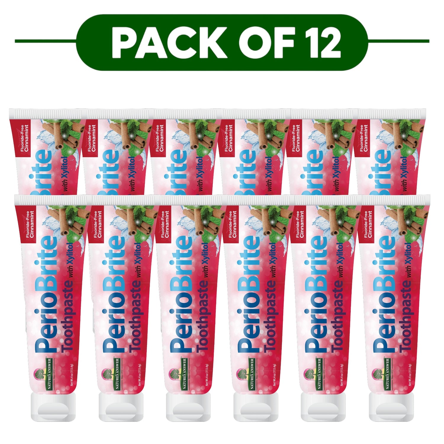 Nature’s Answer PerioBrite Cinnamint Fluoride-Free Toothpaste 113.4g Pack of 12