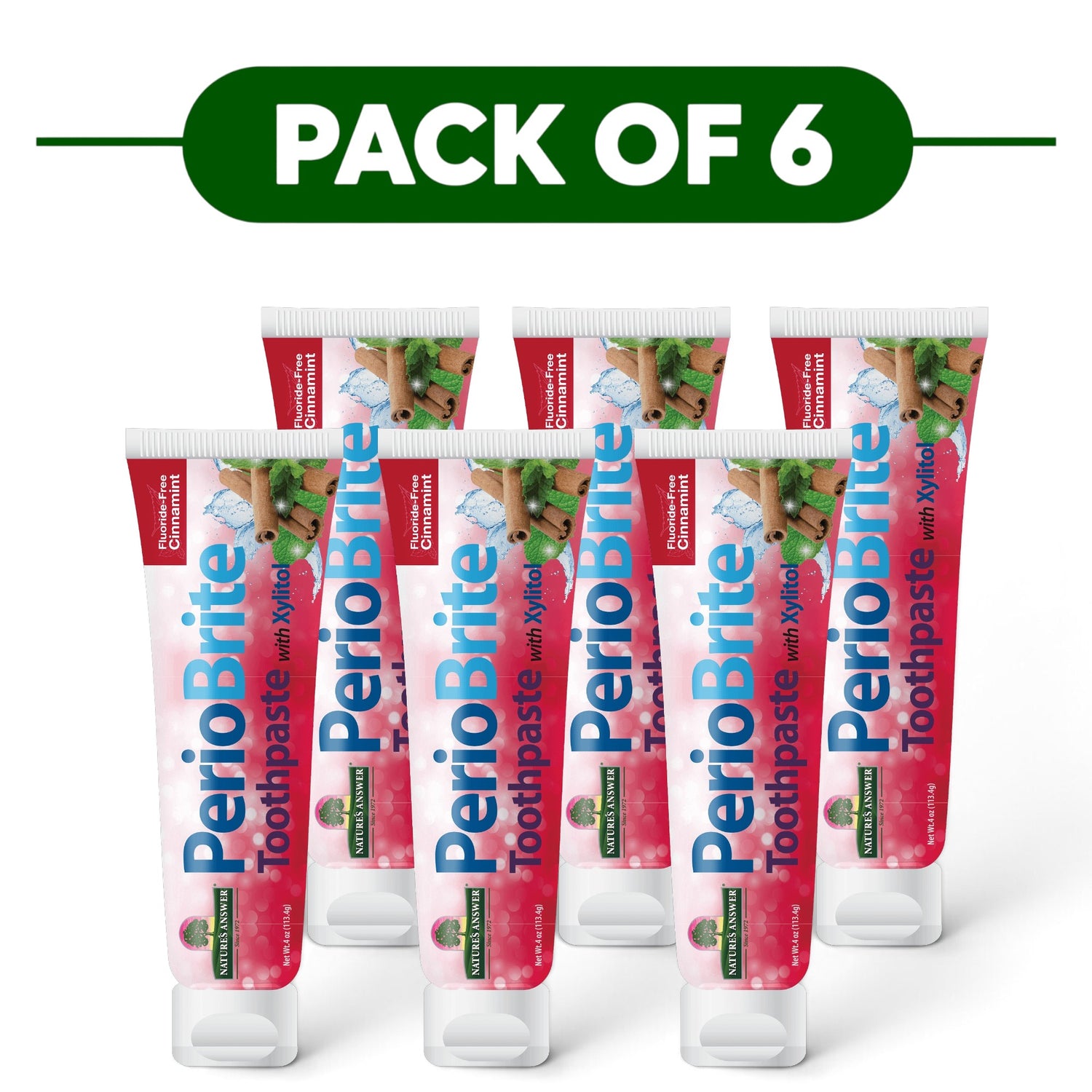 Nature’s Answer PerioBrite Cinnamint Fluoride-Free Toothpaste 113.4g Pack of 6