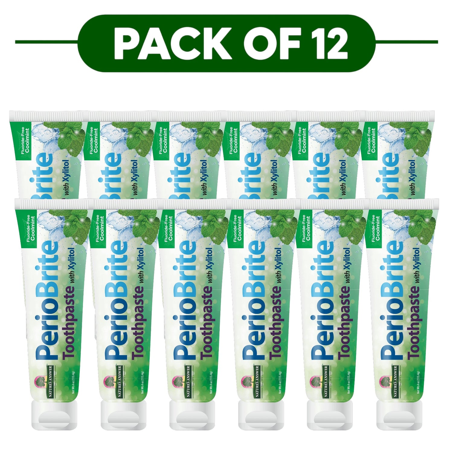 Nature’s Answer PerioBrite Fluoride-Free Coolmint Toothpaste 113.4g Pack of 12