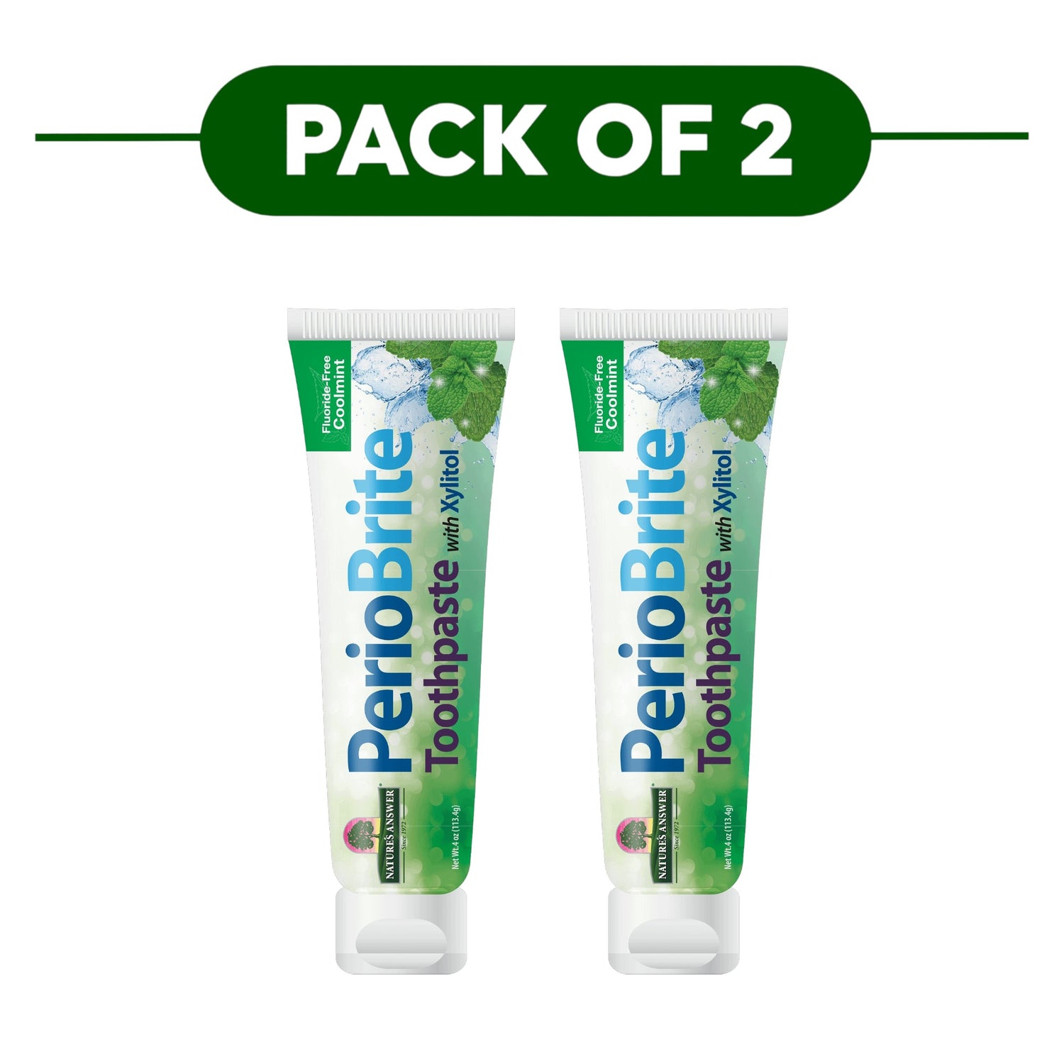 Nature’s Answer PerioBrite Fluoride-Free Coolmint Toothpaste 113.4g Pack of 2
