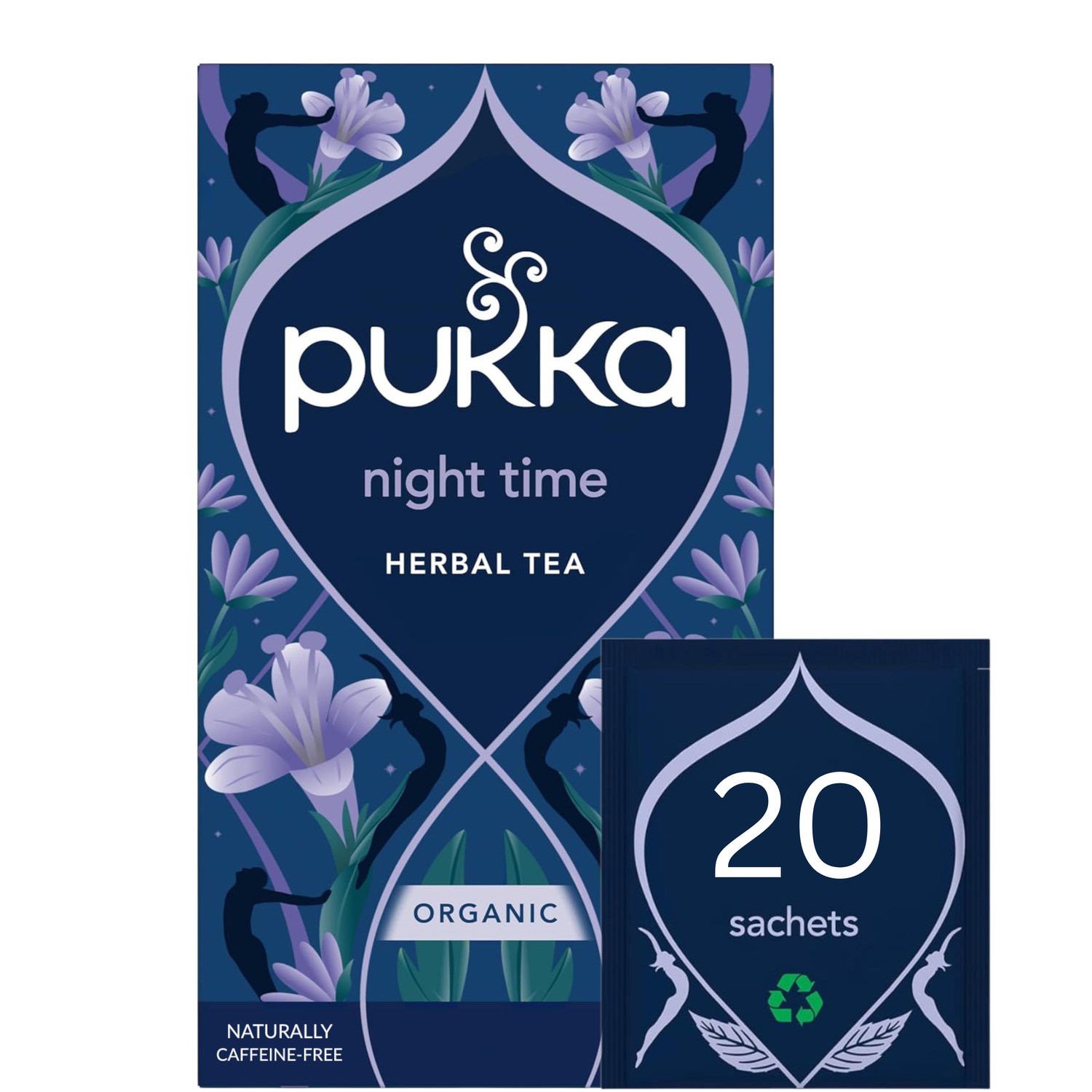 Pukka Organic Night Time Herbal Tea box, 20 sachets, 20g.
