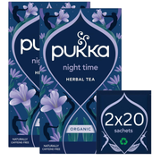 Pukka Organic Night Time Herbal Tea box, 40 sachets, 20g.