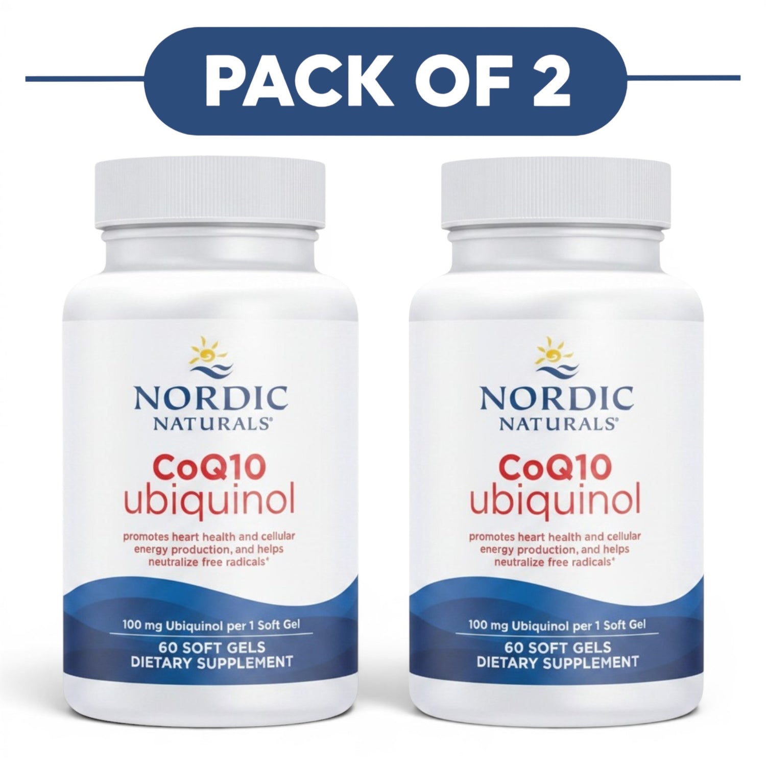 Nordic Naturals CoQ10 Ubiquinol 100mg 60 Soft Gels Pack of 2