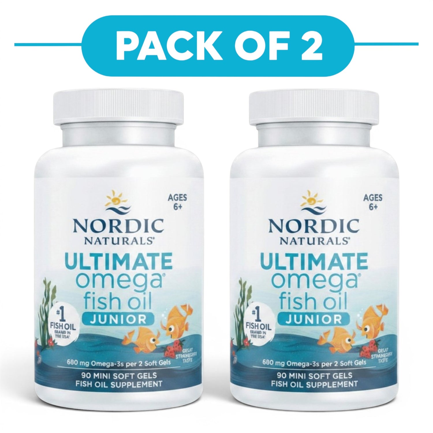 Nordic Naturals Ultimate Omega Fish Oil Junior 90 Mini Soft Gels Pack of 2