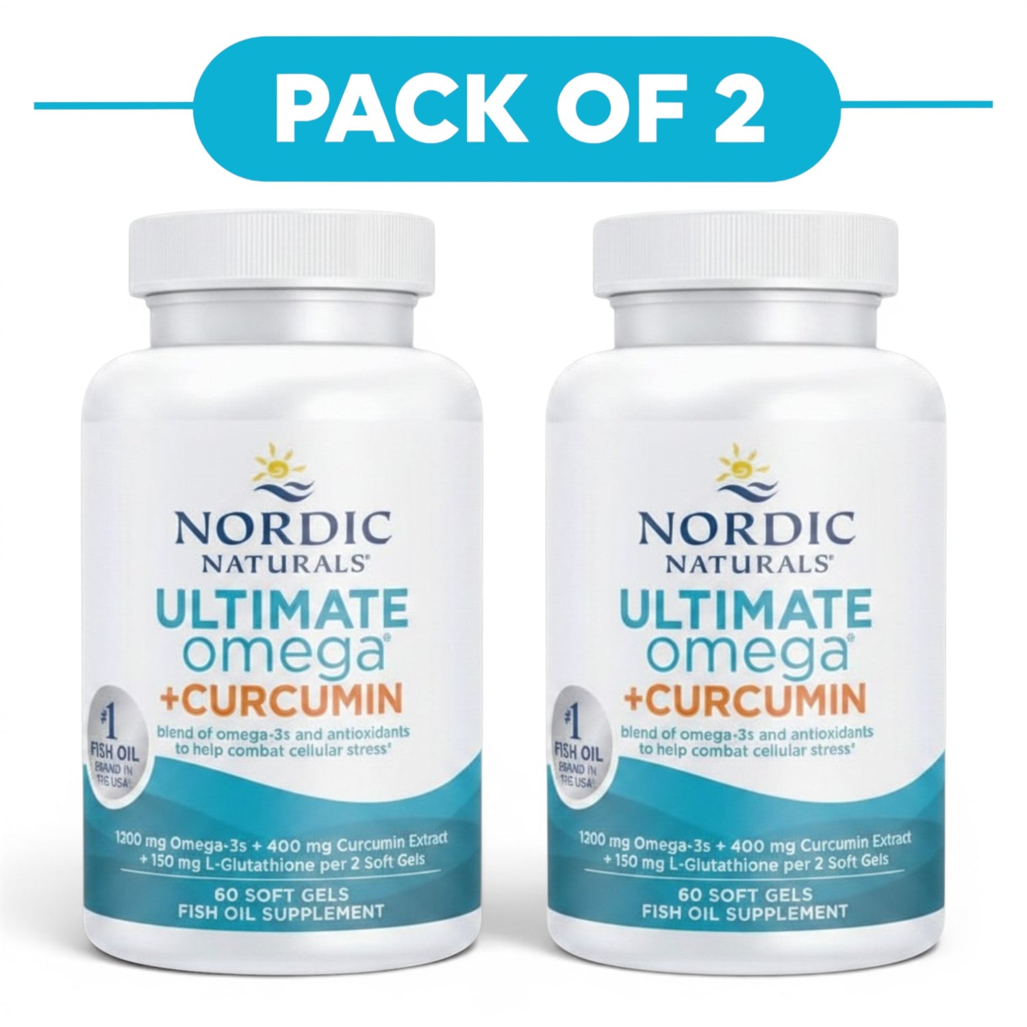 Nordic Naturals Ultimate Omega + Curcumin Fish Oil 60 Soft Gels Pack of 2