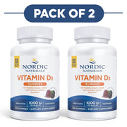 Nordic Naturals Vitamin D3 1000 IU Wild Berry 120 Gummies Pack of 2