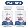 Nordic Naturals Vitamin D3 1000 IU + K2 45mcg 60 Gummies Pack of 2