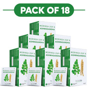 NutraTea Moringa Leaf & Ashwagandha Herbal Tea 20 Tea Bags Pack of 18