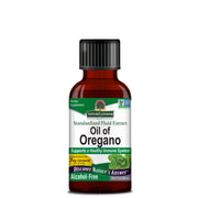 Bottle of Oil of Oregano supplement on a white background