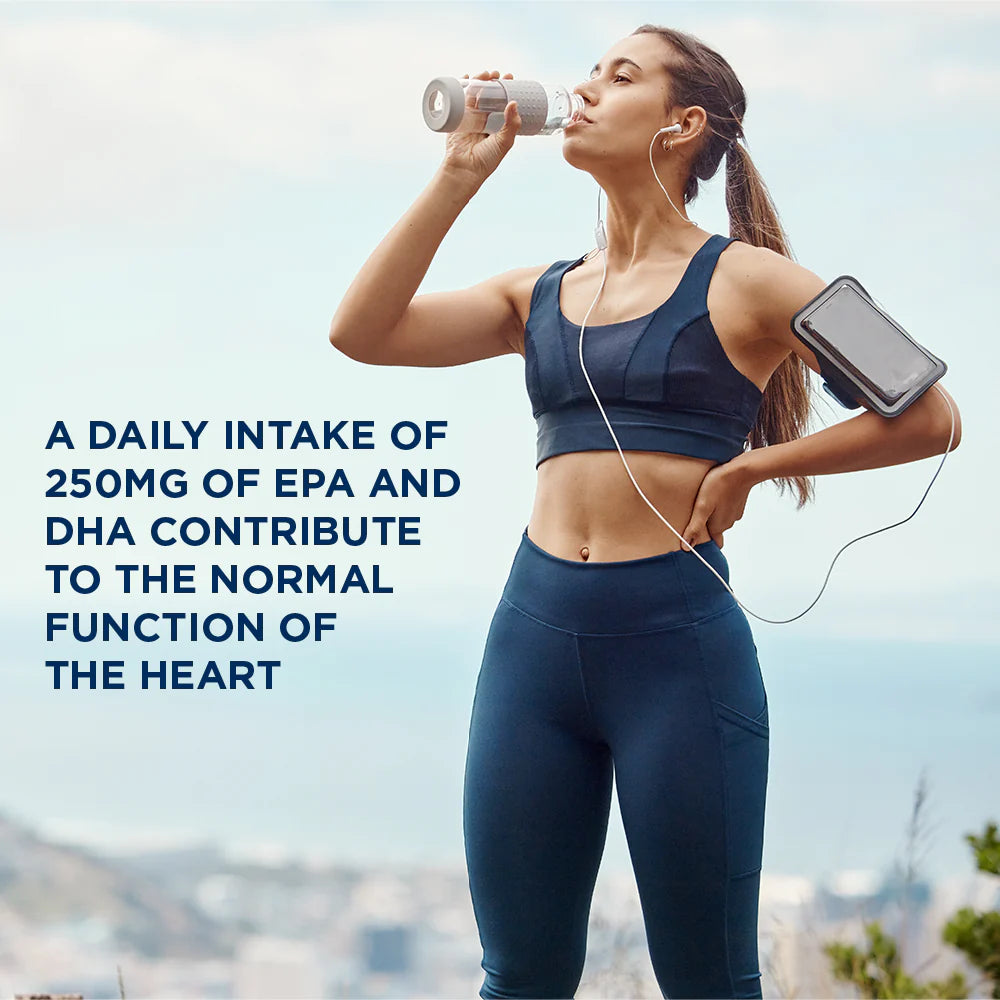 How to Use: Wiley's Finest Omega-3 vitamin K2 and D3 fish oil softgels bottle lifestyle use 60 softgels