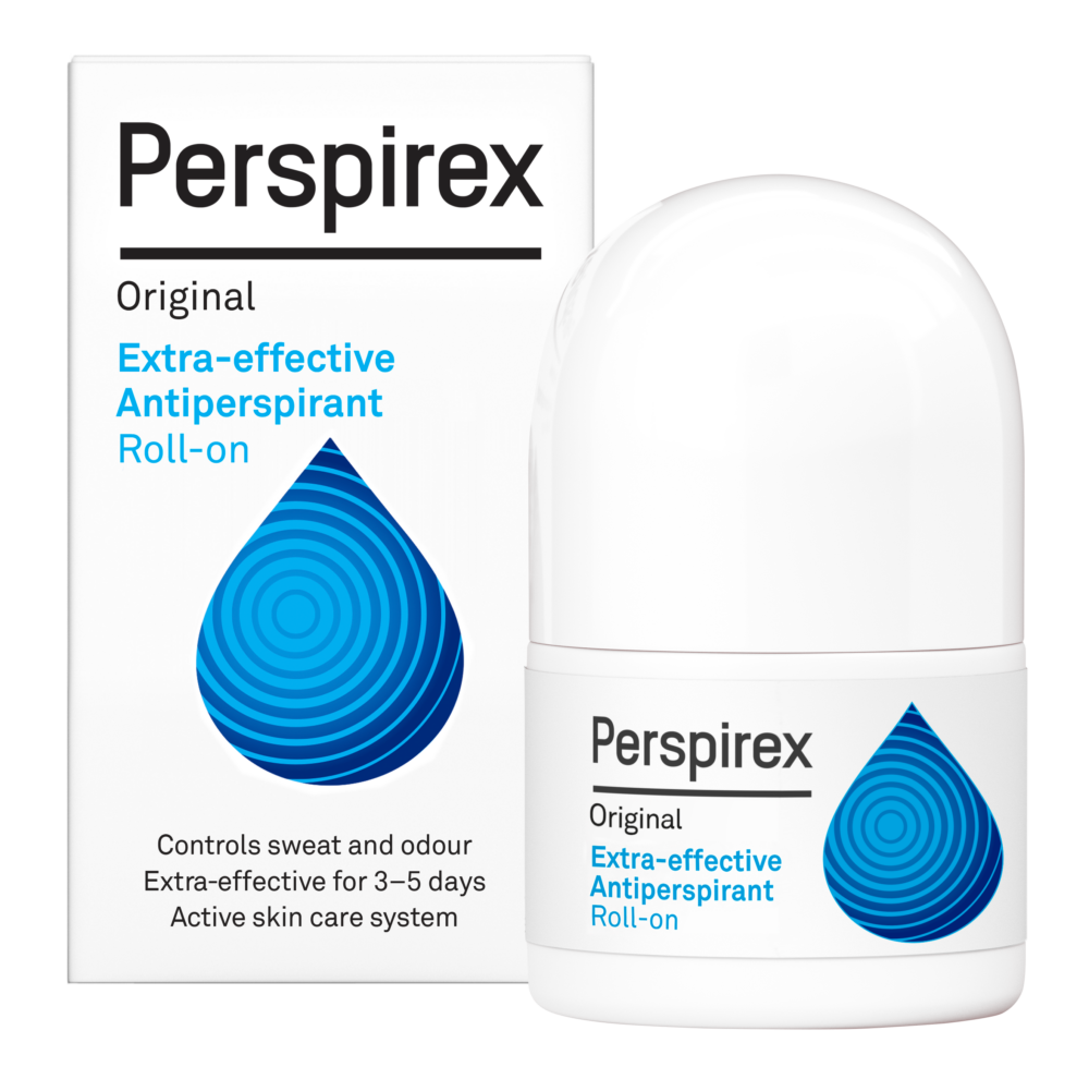 Perspirex Original Antiperspirant Roll-On bottle & box, 20ml.