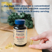 Wiley's Finest Peak DHA wild Alaskan fish oil softgels bottle lifestyle use 60 softgels