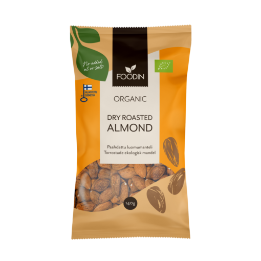 Foodin Dry Roasted Almond, Organic, 140g Pack of 7