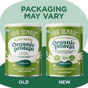 Four Sigmatic Plant-Based Organic Protein Powder, Unflavored - 480g. Packaging may vary.