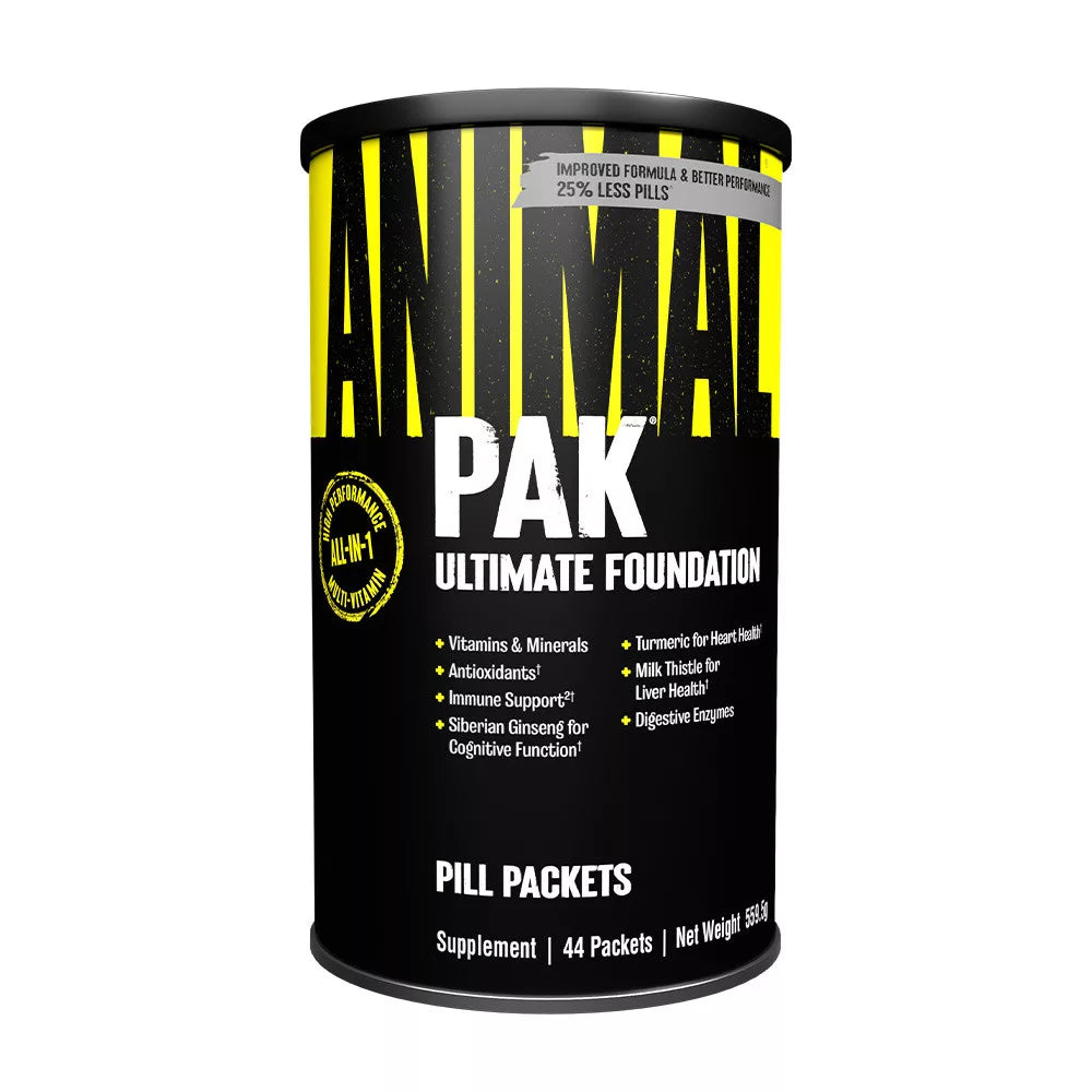 Front image: Animal Pak multivitamin supplement box sachet packs 44 count