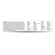 Long horizontal list of ingredients and benefits on a white background