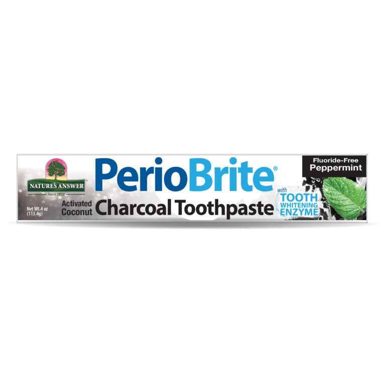 PerioBrite charcoal toothpaste tube on a white background