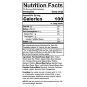 Nutrition facts label for a protein product on a white background
