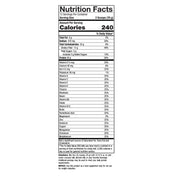 Nutrition facts label for a product with detailed calorie and nutrient information.