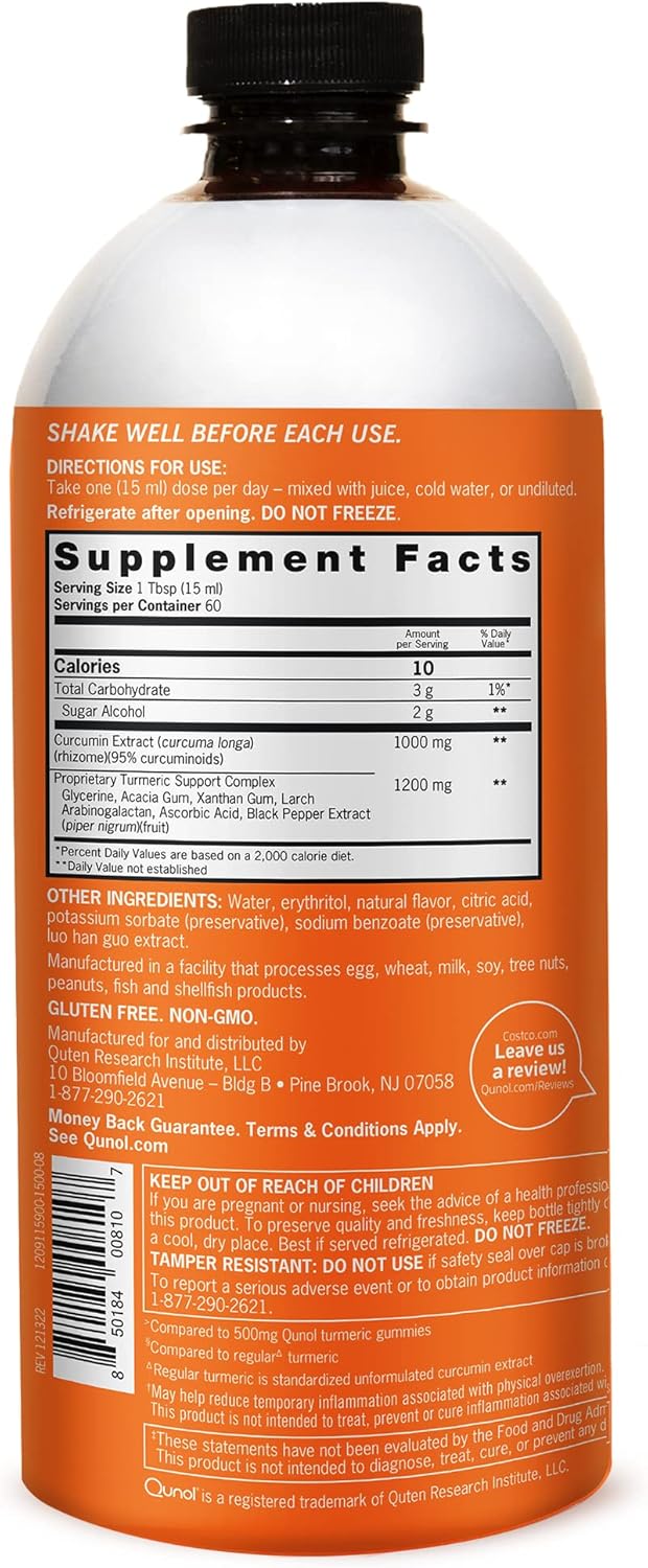 Qunol Liquid Turmeric Extra Strength – 1000 mg Tropical Orange (900ml)