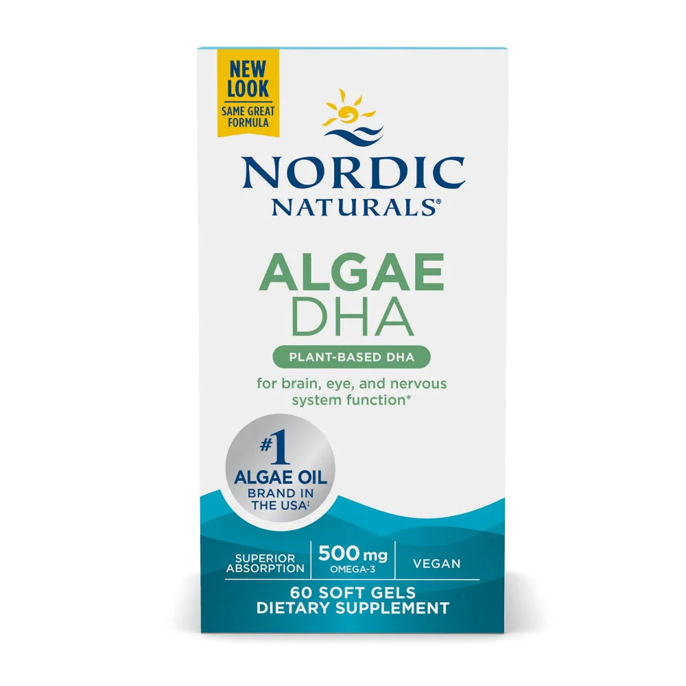 Nordic Naturals Algae DHA 500mg Omega-3s For Brain, Eye and Nervous System Function.