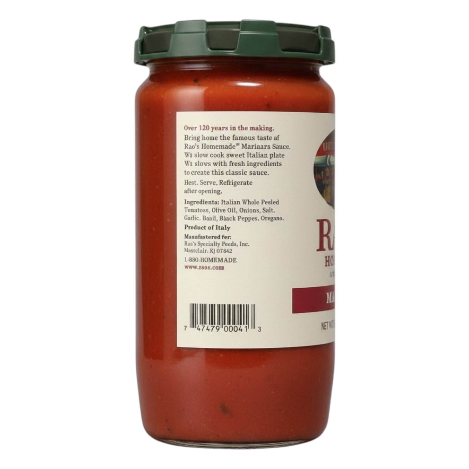 Barcode image: Rao's Homemade Marinara Sauce barcode packaging 790g