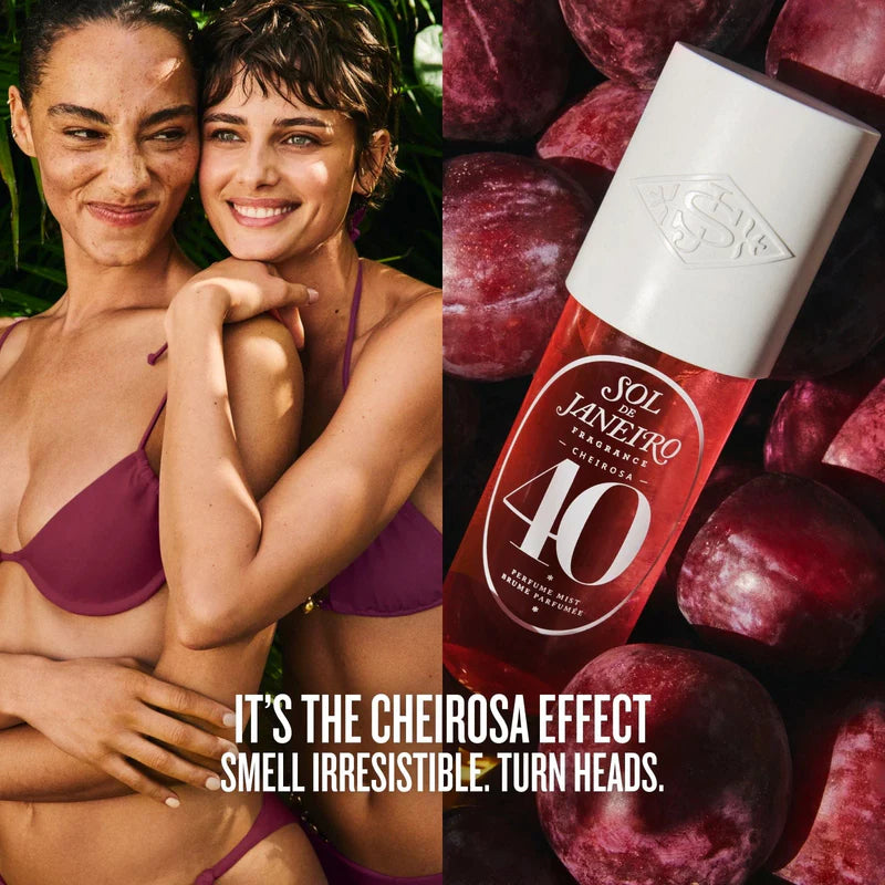 Lifestyle/use image: Sol de Janeiro Cheirosa 40 perfume mist daily fragrance use spray bottle 240ml