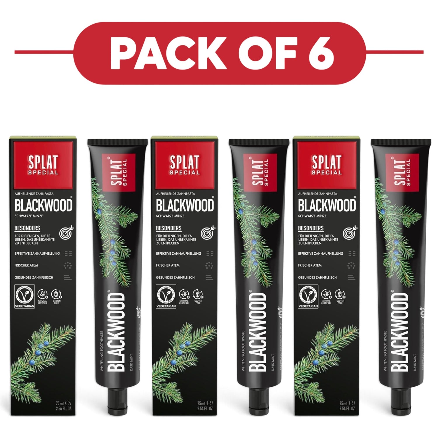 SPLAT Special Blackwood Activated Charcoal Whitening Toothpaste 75ml Pack of 6