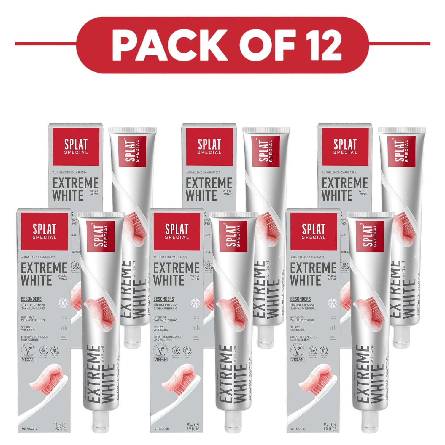 SPLAT Special Extreme White Whitening Toothpaste White Mint 75ml Pack of 12