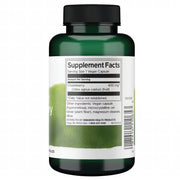 Supplement bottle with green powder and label displaying 'Supplement Facts' on a white background