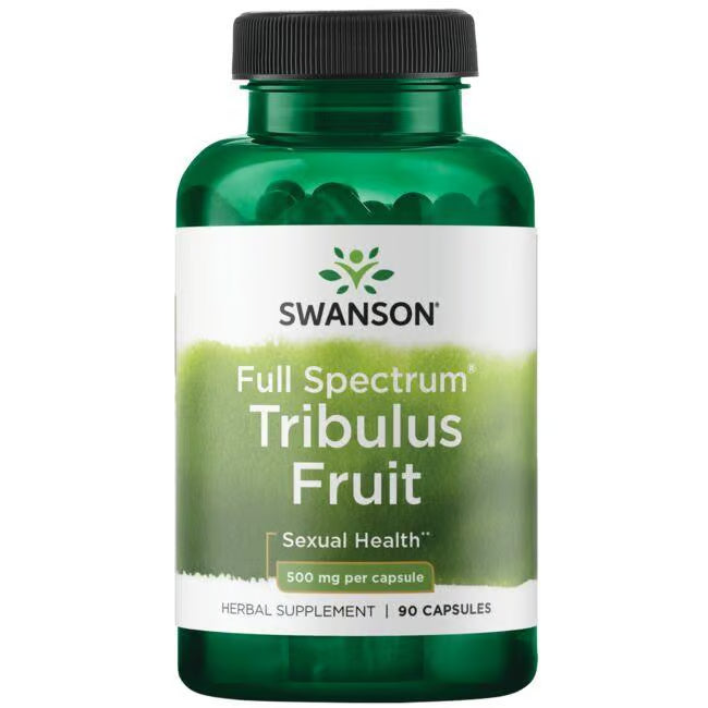 Swanson Full Spectrum Tribulus Fruit supplement bottle on a white background