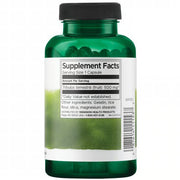 Green supplement bottle with label on a white background