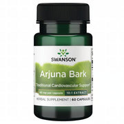 Front: Bottle of Swanson Arjuna Bark 10:1 Extract, 40 mg per capsule, 60 count.
