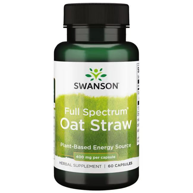 Swanson Full Spectrum Oat Straw supplement bottle on a white background