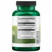 Green supplement bottle with label on a white background