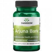 Front: Bottle of Swanson Arjuna Bark Extract 500 mg, 60 vegetarian capsules.