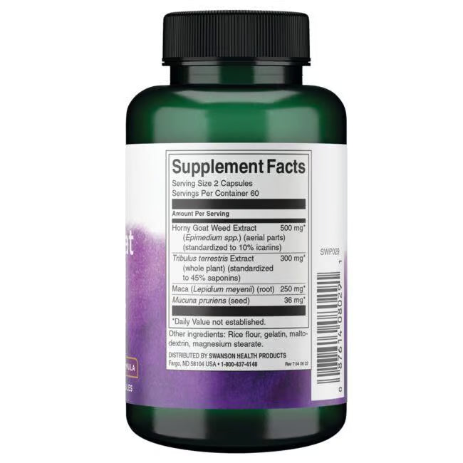Back: Label showing supplement facts and ingredients for Swanson botanical complex bottle.