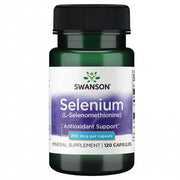 Front: Bottle of Swanson Selenium L-Selenomethionine 200 mcg, 120 capsules.