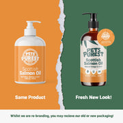 Pets Purest Scottish Salmon Oil Food Topper for Pets - 2 x 300ml. Packaging may vary.