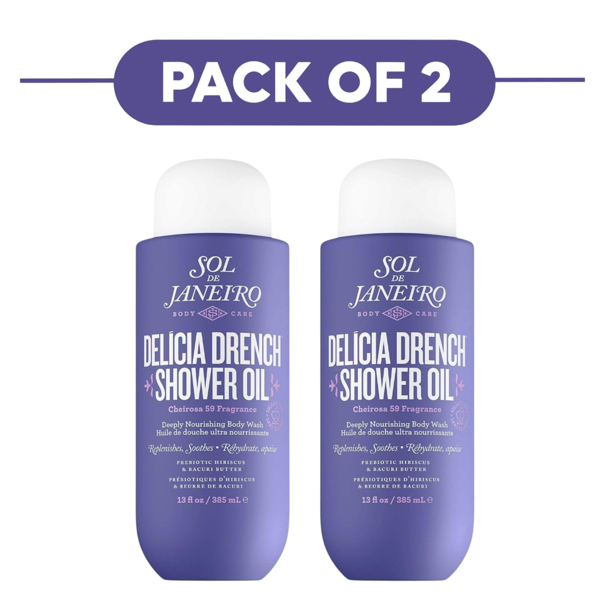 Sol de Janeiro Delicia Drench Shower Oil Body Wash 385ml Pack of 2