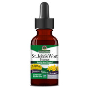 Bottle of St. John's Wort Extract with dropper on a white background