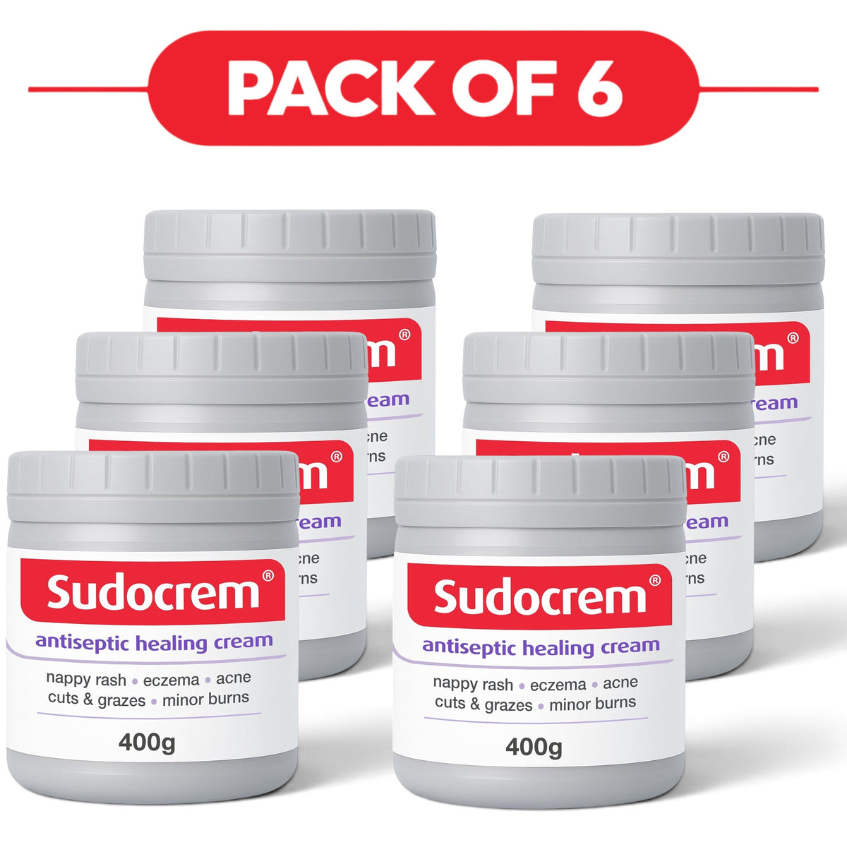 Sudocrem Antiseptic Cream with Zinc Oxide 400g Pack of 6