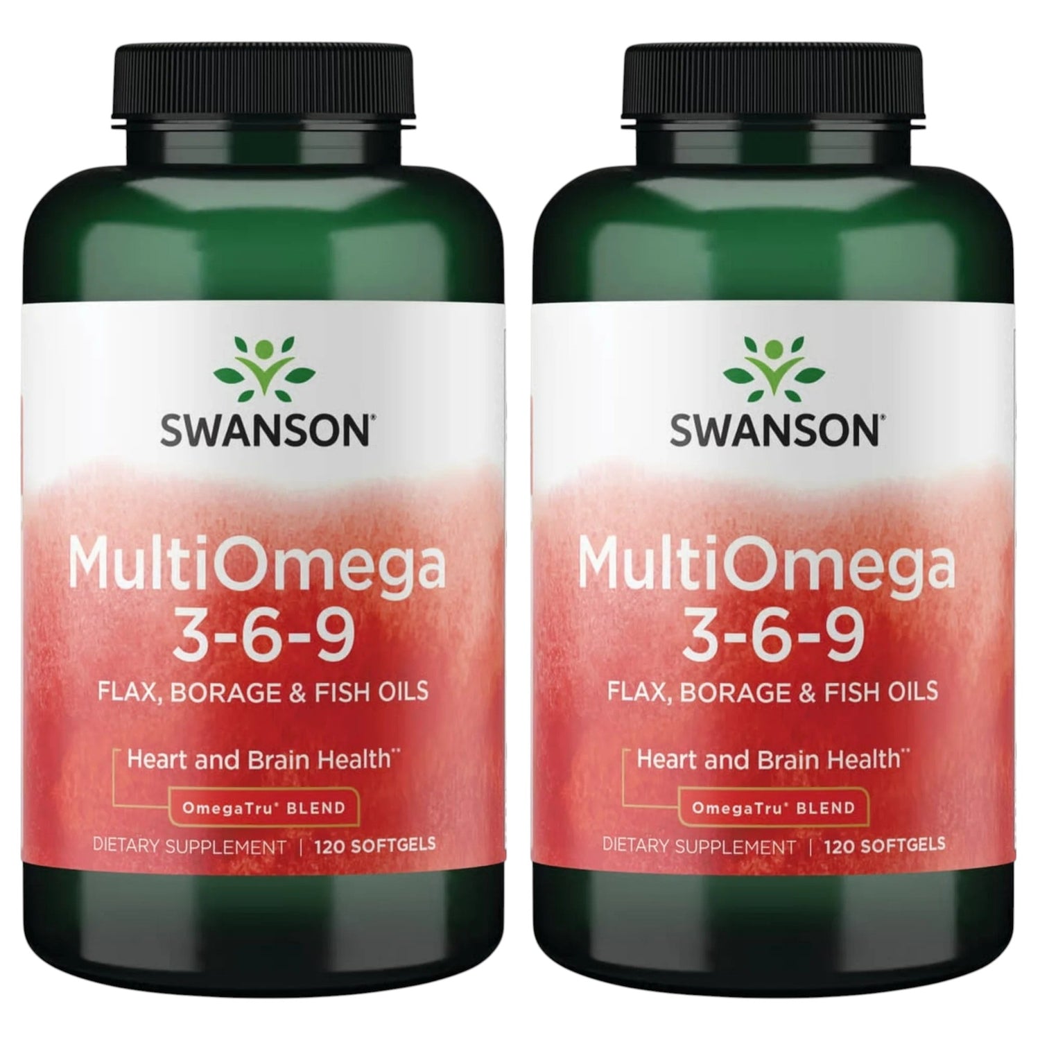Swanson MultiOmega 3-6-9 Flax Fish Borage Oil Pack of 2 Bottles 120 Softgels