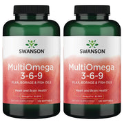 Swanson MultiOmega 3-6-9 Flax Fish Borage Oil Pack of 2 Bottles 120 Softgels